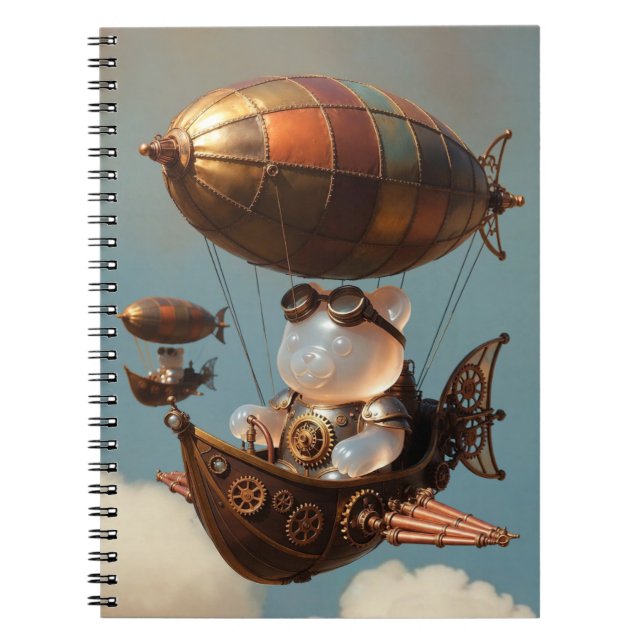 Steampunk Gummy Bear Pilot in Fantasy Airship Notizblock (Vorderseite)