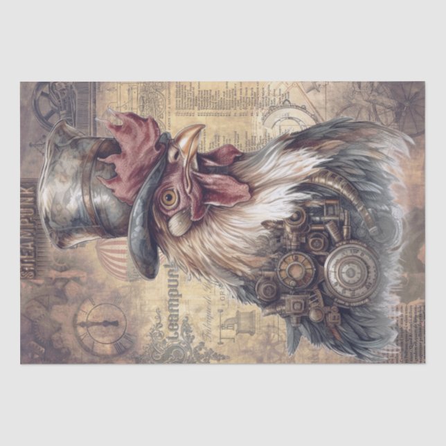 Steampunk-Hahn Seidenpapier (Vorderseite)