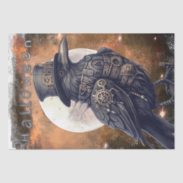 Steampunk Halloween Crow Raven Tissue Paper Seidenpapier (Vorderseite)