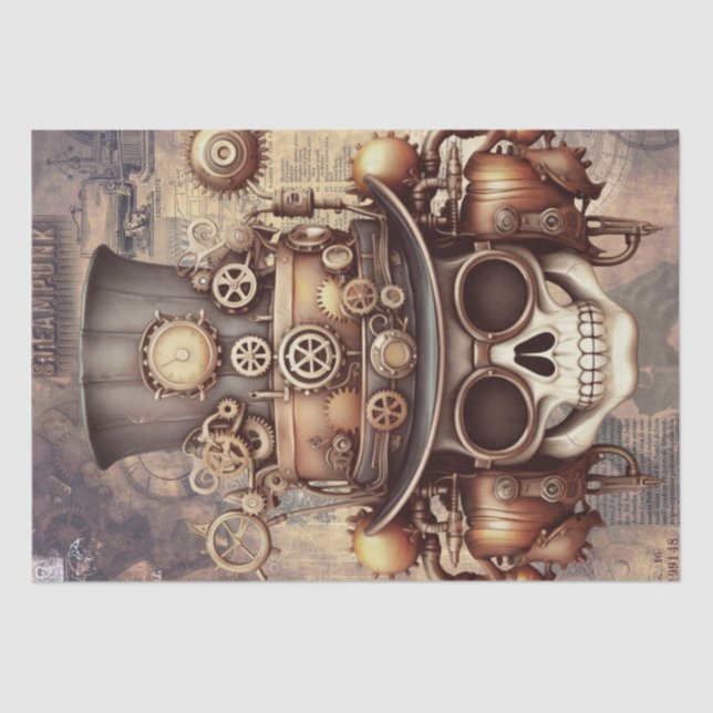 Steampunk Halloween Skull Seidenpapier (Vorderseite)