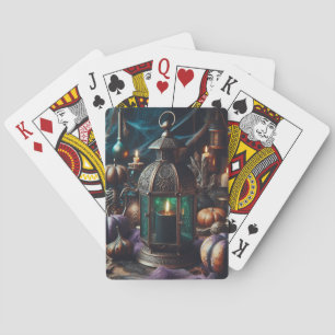 Steampunk-Halloween-Uhrwerk-Schwarze Laterne Spielkarten