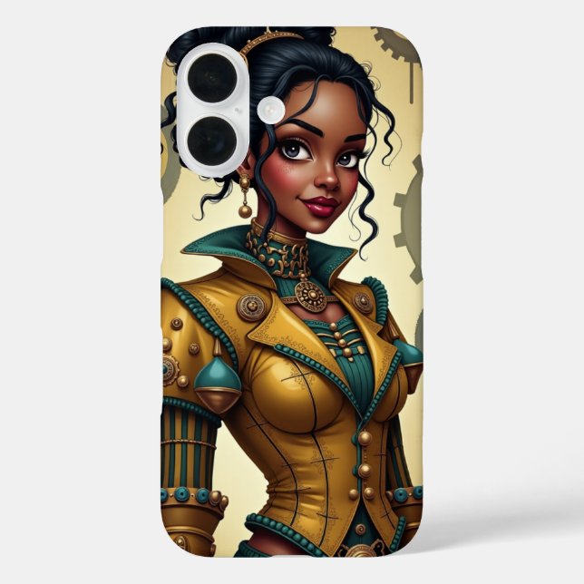Steampunk-Harlekin iPhone 16 Hülle (Rückseite)