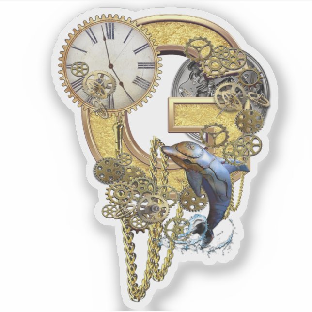 Steampunk-Hauptstadt G Skulpturenaufkleber Aufkleber (Vorderseite)