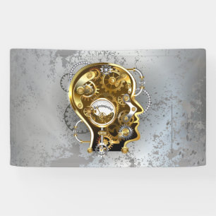 Steampunk Head mit Manometer Banner