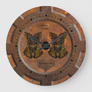 Steampunk Heart and Corsets Große Wanduhr