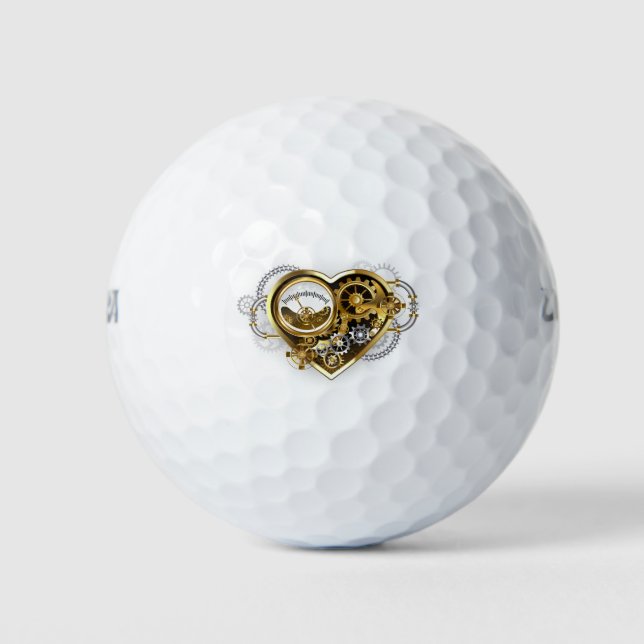 Steampunk Heart with a Manometer Golfball (Vorderseite)