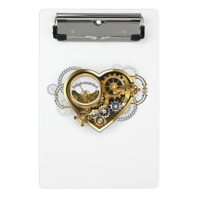 Steampunk Heart with a Manometer Mini Klemmbrett (Vorderseite)