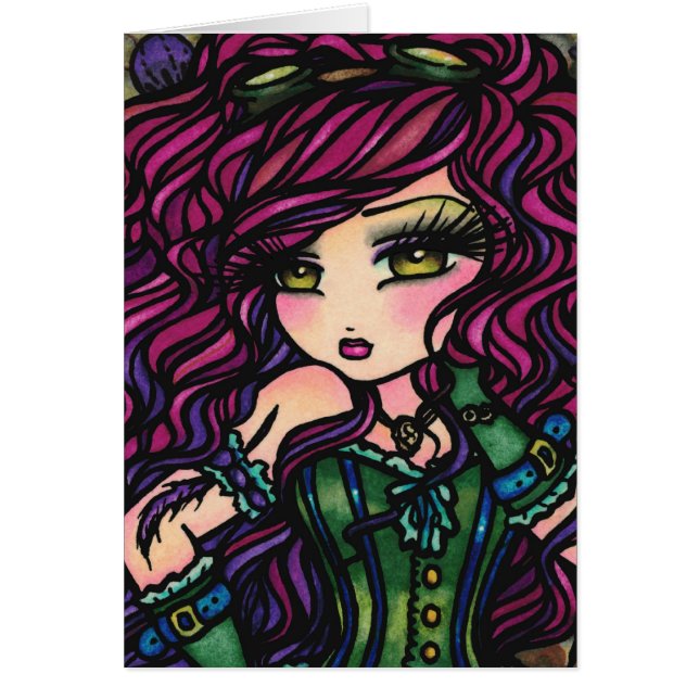 Steampunk Heißluft-Ballon-Mädchen-Fantasie-Kunst (Vorne)