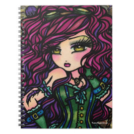 Steampunk Heißluft-Ballon-Mädchen-Fantasie-Kunst Notizblock
