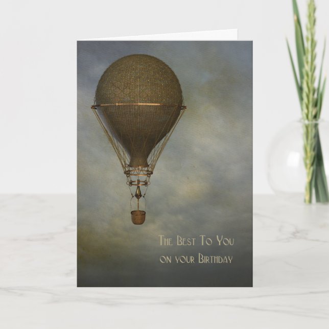 Steampunk, Heißluftballon, Geburtstag Karte (Vorderseite)