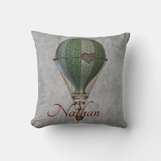 Steampunk Heißluftballon Personalisiert Kissen (Vorderseite)