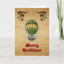 Steampunk-Heißluftballon-Weihnachtskarte