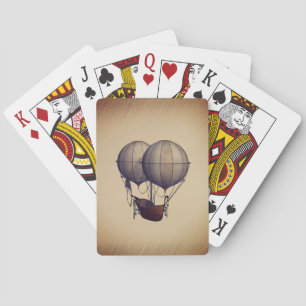 Steampunk-Heißluftballons mit Schiff Spielkarten