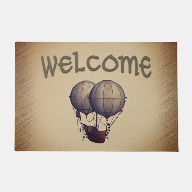 Steampunk-Heißluftballons mit Schiff Willkommen Fußmatte (Vorderseite)