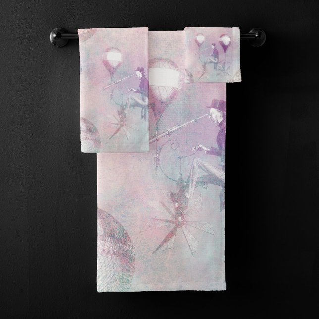 Steampunk-Heißluftballons | VINTAG Badhandtuch Set (Von Creator hochgeladen)