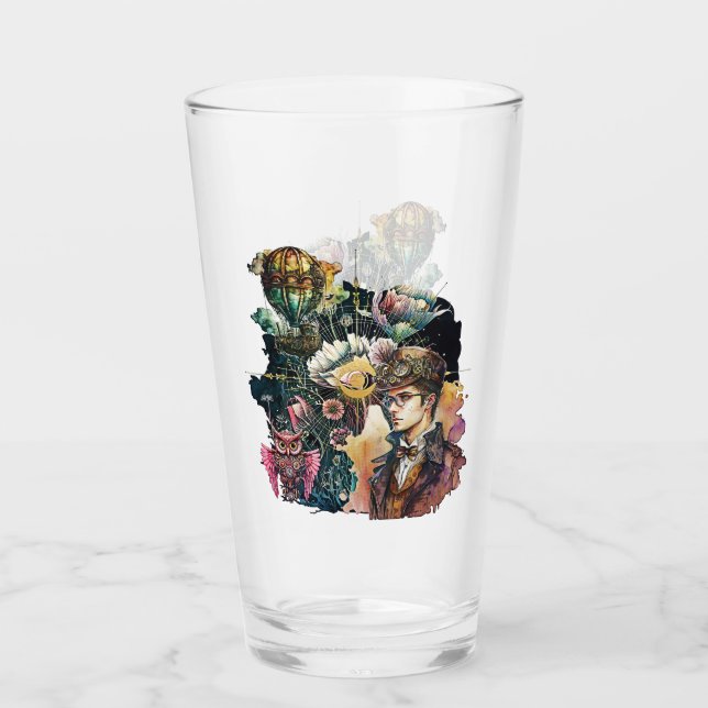 Steampunk Hero - Ein Collage Glas (Vorderseite)