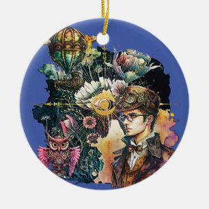 Steampunk Hero - Ein Collage Keramik Ornament