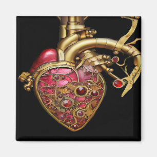 Steampunk-Herz Anatomische Rubine und Zahnräder Magnet