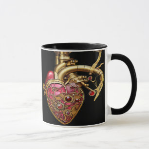 Steampunk-Herz Anatomische Rubine und Zahnräder Tasse