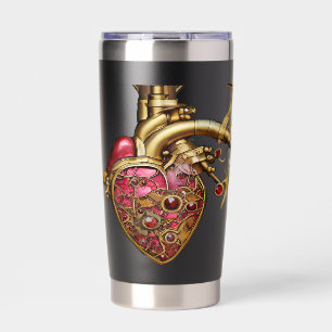 Steampunk-Herz Anatomische Rubine und Zahnräder Thermobecher