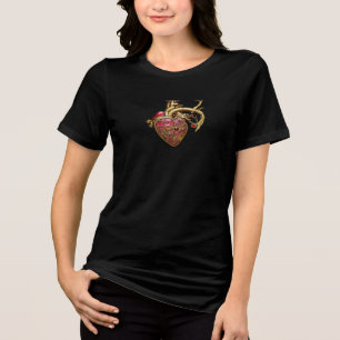 Steampunk-Herz Anatomische Rubine und Zahnräder Tri-Blend Shirt