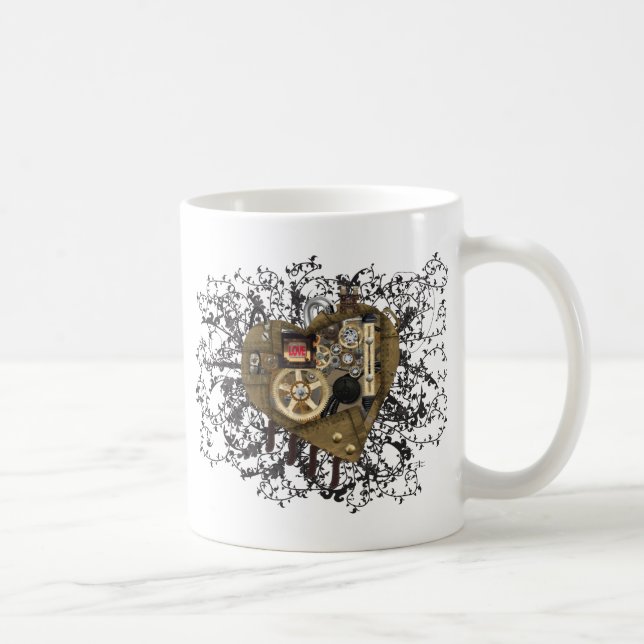 Steampunk Herz-Liebe Kaffeetasse (Rechts)