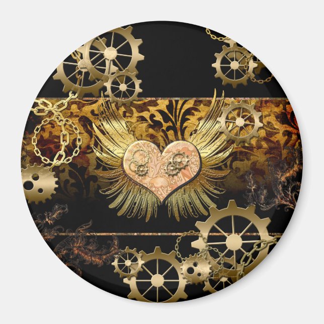 Steampunk-Herz Magnet (Vorne)