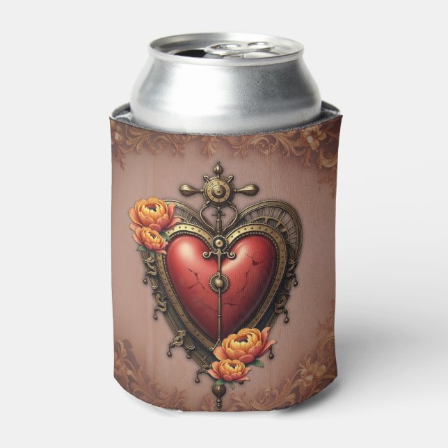 Steampunk Herz mit Blume. Dosenkühler (Kanne Vorderseite)