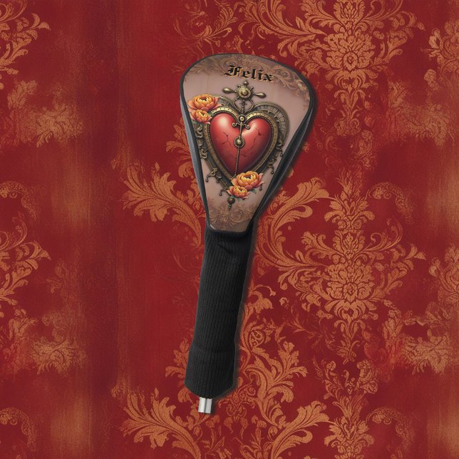 Steampunk Herz mit Blume. Golf Headcover (Von Creator hochgeladen)