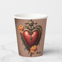 Steampunk Herz mit Blume.