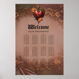 Steampunk Herz mit Blume Poster
