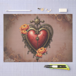 Steampunk Herz mit Blume. Seidenpapier