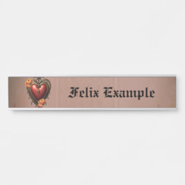 Steampunk Herz mit Blume. Türschild