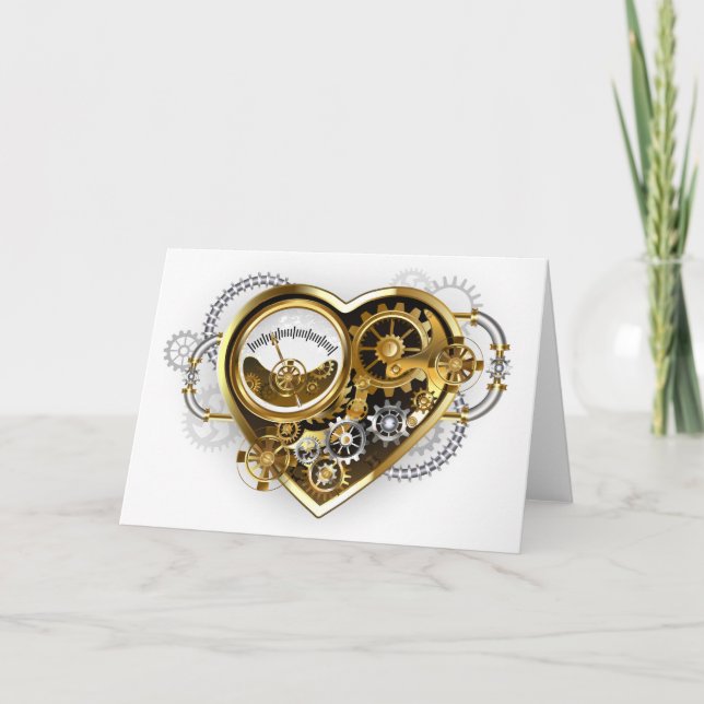Steampunk-Herz mit Manometer Dankeskarte (Vorderseite)