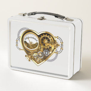 Steampunk-Herz mit Manometer Metall Brotdose