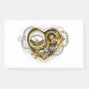 Steampunk-Herz mit Manometer Post-it Klebezettel