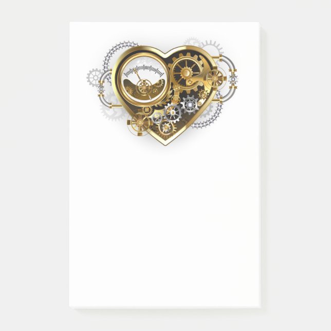 Steampunk-Herz mit Manometer Post-it Klebezettel (Vorderseite)