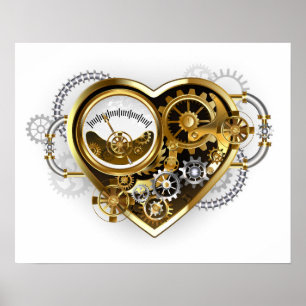 Steampunk-Herz mit Manometer Poster