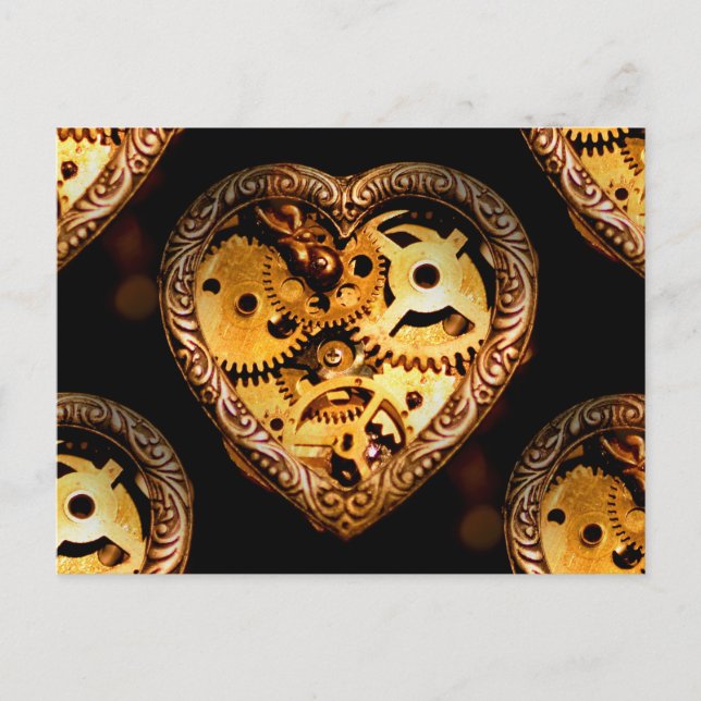 Steampunk-Herz Postkarte (Vorderseite)