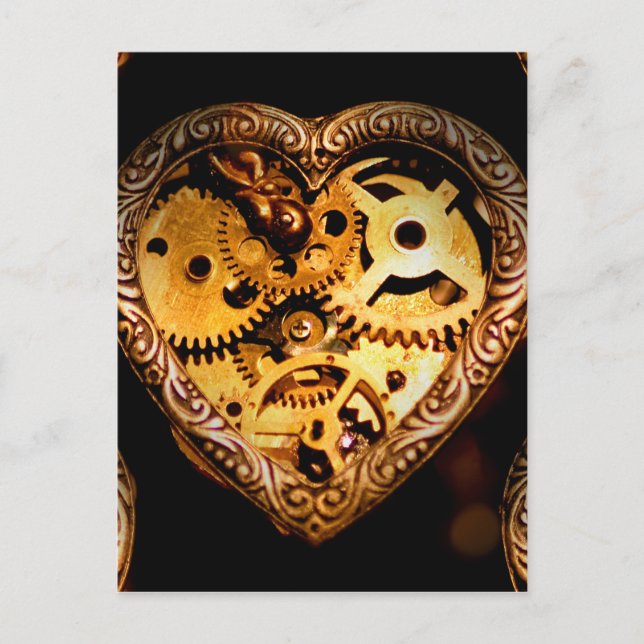 Steampunk-Herz Postkarte (Vorderseite)