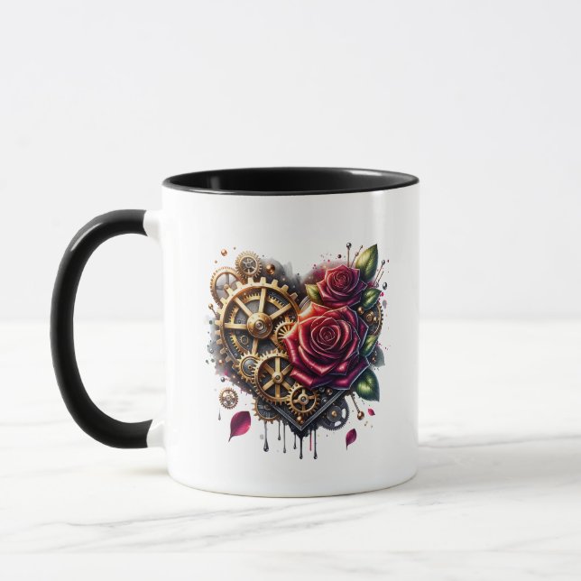 Steampunk Herz und Rose Tasse (Links)