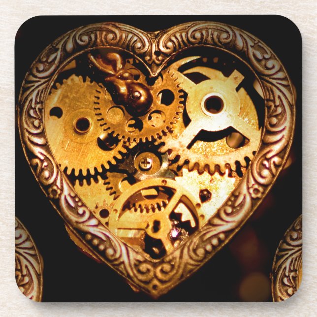 Steampunk-Herz Untersetzer (Vorderseite)
