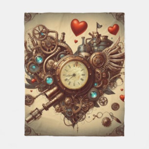 Steampunk-Herz/Valentinstag Fleecedecke