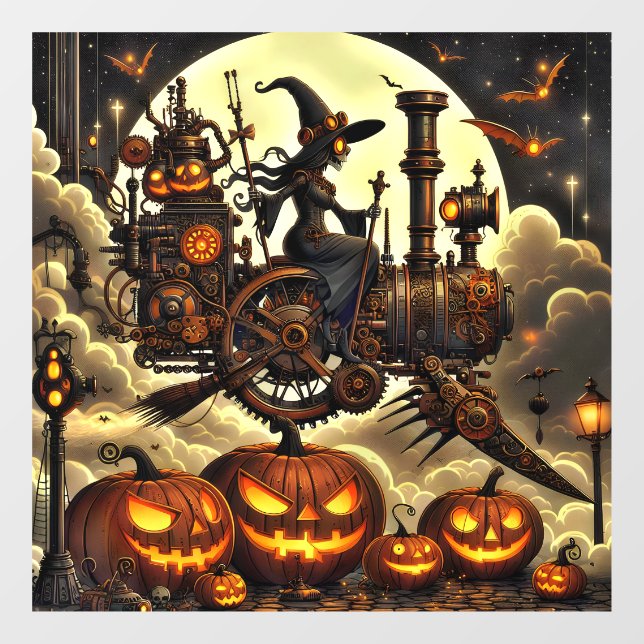 Steampunk Hexe Art Window Cloning Fensteraufkleber (Blatt)