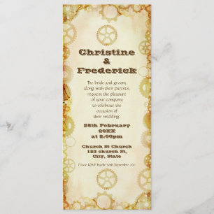 Steampunk Hochzeit, 4"" Einladung x9.25