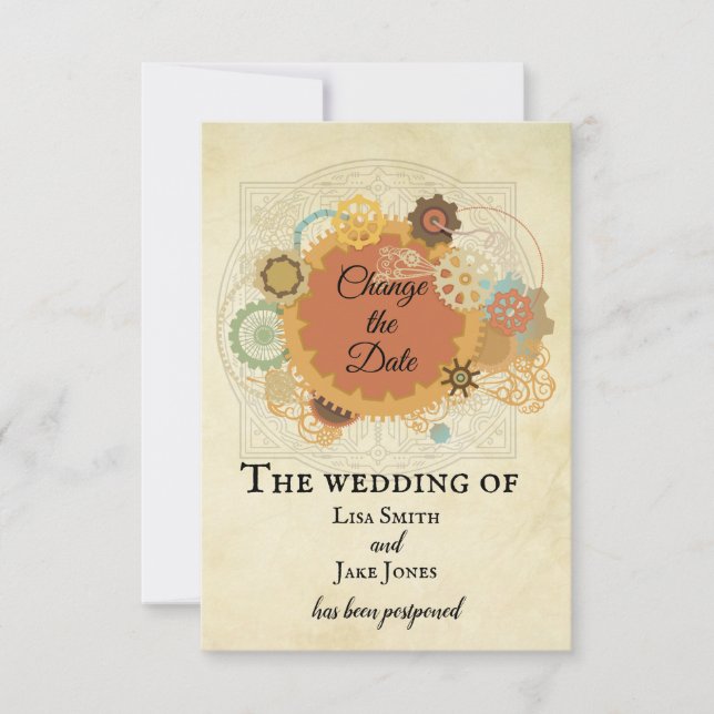 Steampunk Hochzeit ändern das Datum der Industrial Einladung (Vorderseite)