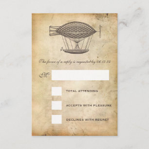 Steampunk-Hochzeit RSVP viktorianisches Luftschiff Karte