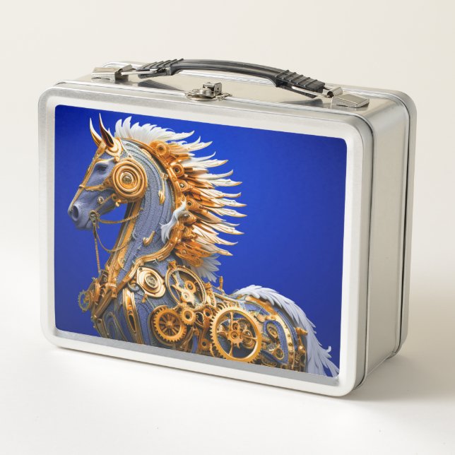 Steampunk Horse Metall Brotdose (Vorderseite)