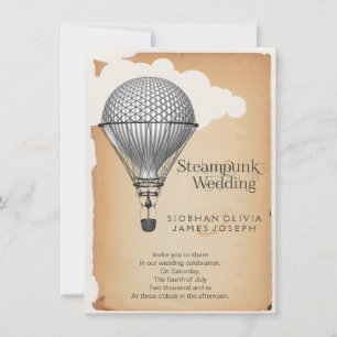 Steampunk Hot Air Ballon Hochzeit Einladung
