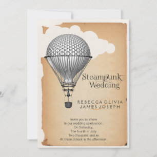 Steampunk Hot Air Ballon Hochzeit Einladung